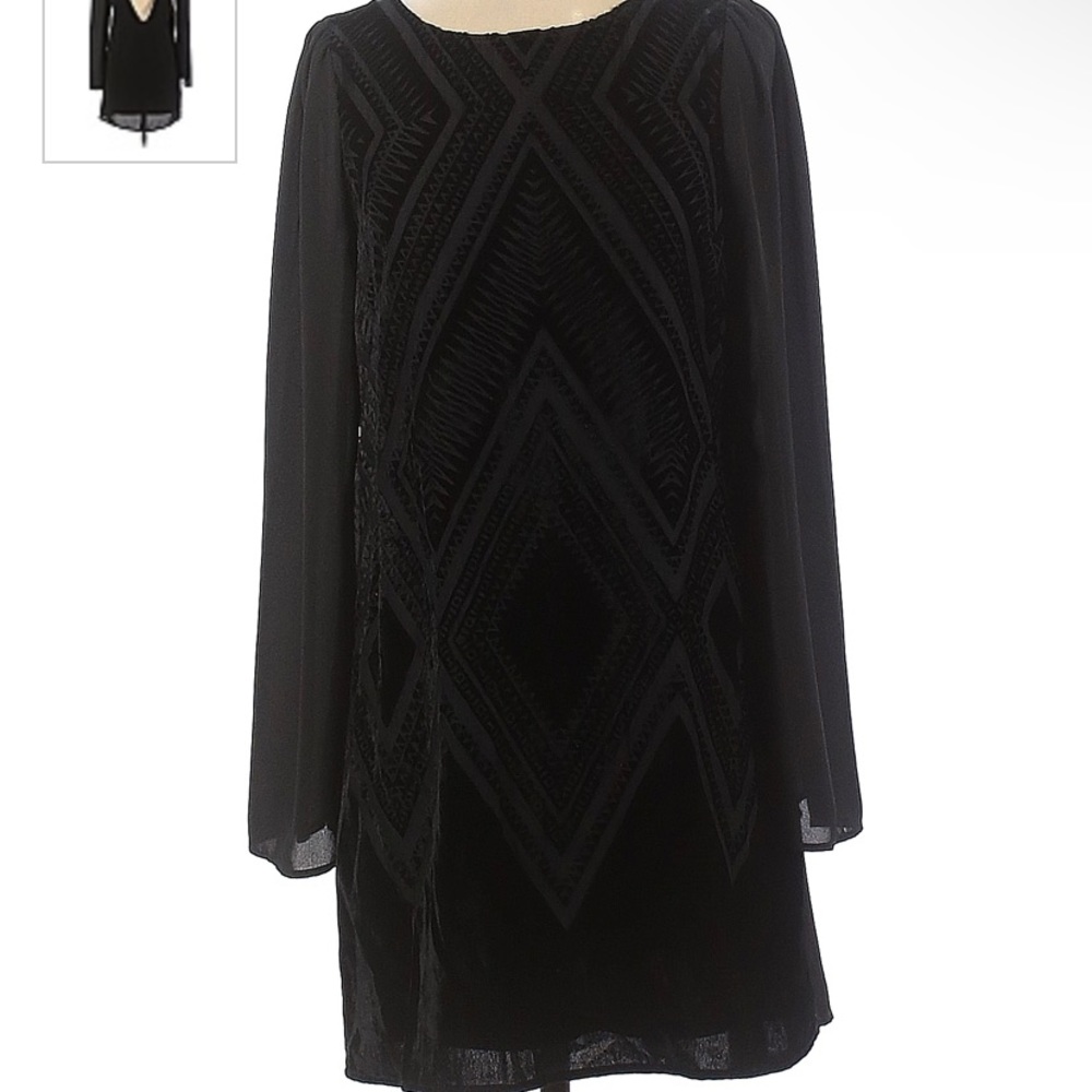 Express Dress, Black Velvet Design with Open-Back - Size XS